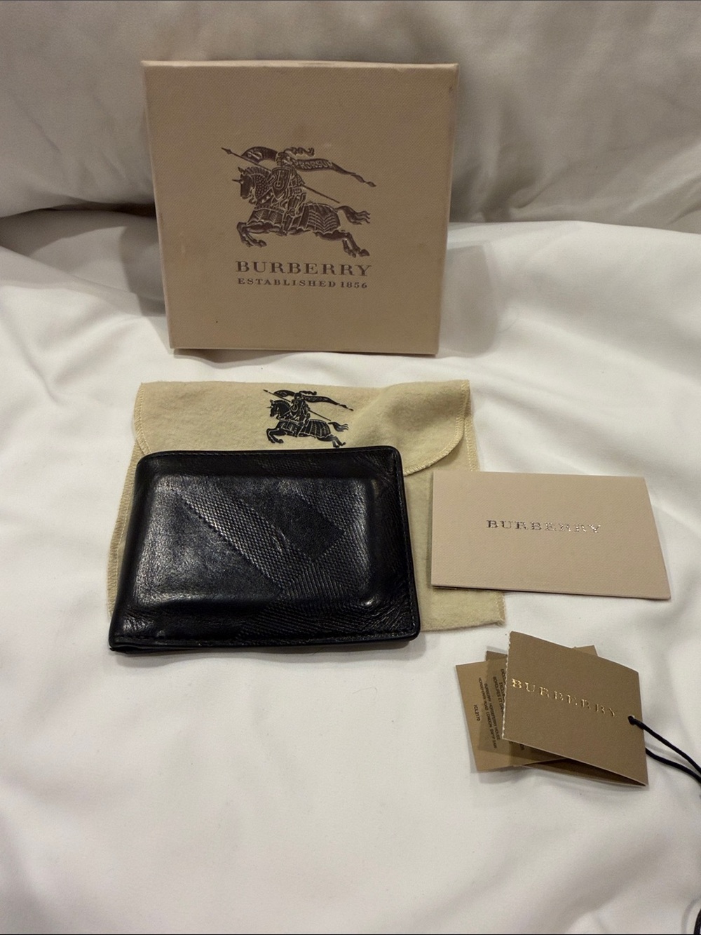 Burberry Men’s Black Leather Check Hipfold Bifold Wallet 4006699